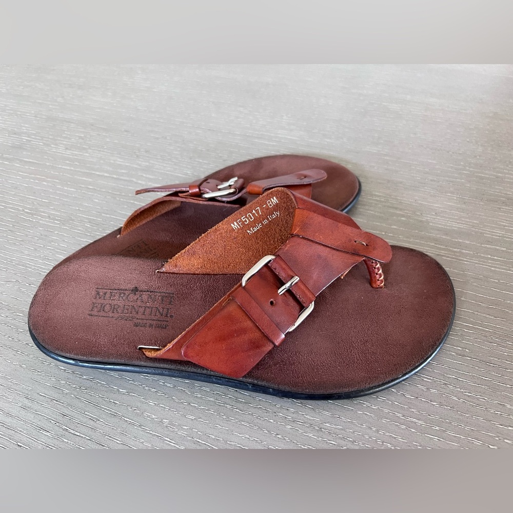 Mercanti Fiorentini Men's Tan Leather Flip-Flops